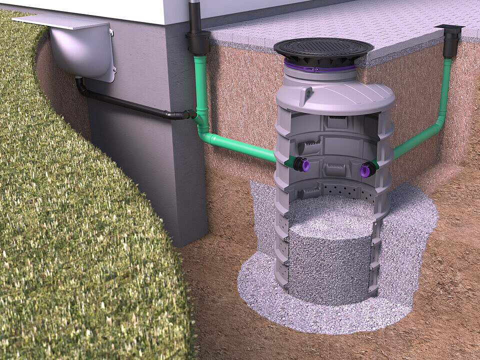 Installation diagram for a pipe flap valve DN 150